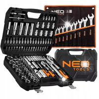 NEO Klucze Nasadowe 110 el. 1/4 1/2 Walizka + Klucze Płasko Oczkowe 12 szt.