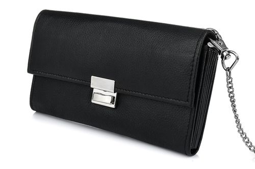 Czarny portfel i etui na portfel i łańcuch zestaw skórzany dla kelnera D01 na Arena.pl
