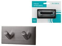 Wieszak samoprzylepny prostokątny 2 haczyki GUN METAL stal nierdzewna inox