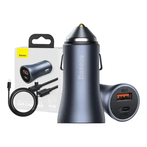 ładowarka samochodowa baseus golden contactor pro, usb + usb-c na Arena.pl