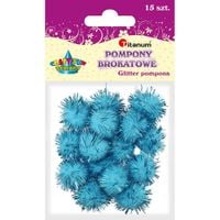 pompony brokatowe 18mm 15 szt titanum jasno niebieskie