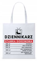 Dla Dziennikarza Prezent Torba Eco Biała Shopper Z Nadrukiem Ze Zdjęciem