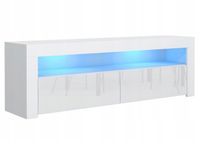 Szafka Komoda RTV 130CM Biała Połysk + LED