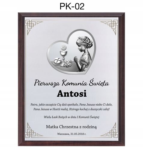 OBRAZEK PAMIĄTKA PIERWSZEJ KOMUNII ŚWIĘTEJ PREZENT NA KOMUNIĘ Z GRAWEREM na Arena.pl