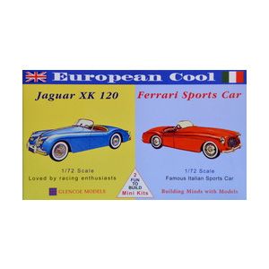 Model plastikowy - Samochody European Cool - Jaguar XK-120 / Ferrari 250 - Glencoe Models (2szt)