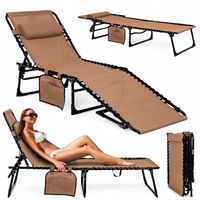 LEŻAK ogrodowy plażowy RIVA SKŁADANY leżanka REGULOWANY łóżko Z ZAGŁÓWKIEM