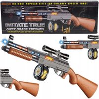 DUŻY KARABIN ZABAWKOWY EFEKTY ŚWIETLNE I DŹWIĘKOWE SYGNAŁOWY NA BATERIE