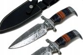 Nóż myśliwski BOWIE sztylet Impact HS-524 taktyczny stal DAMASCEŃSKA drewno