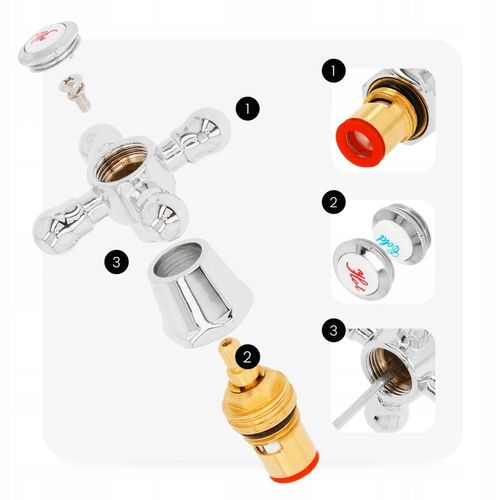 2X POKRĘTŁO KUREK UCHWYT BATERII KRANU RETRO POKRĘTŁA GŁOWICE na Arena.pl