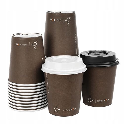 Kubki papierowe do kawy 300 ml SUP C4Y + wieczka – zestaw 100 sztuk na Arena.pl