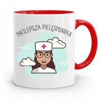 Kubek Czerwony Prezent Dla Najlpeszej Pielęgniarki Z Nadrukiem Ze Zdjęciem