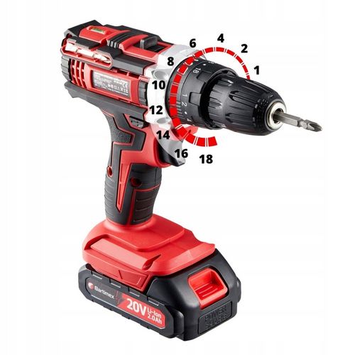 Wiertarko Wkrętarka 20V 2 akumulatory 2,0Ah Bity Wiertła Walizka na Arena.pl