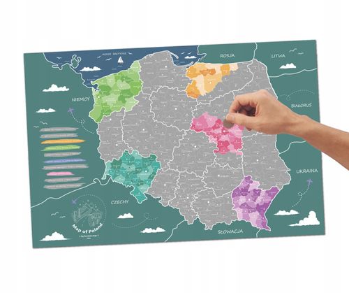 MAPA POLSKI - SREBRNA MAPA ZDRAPKA na Arena.pl
