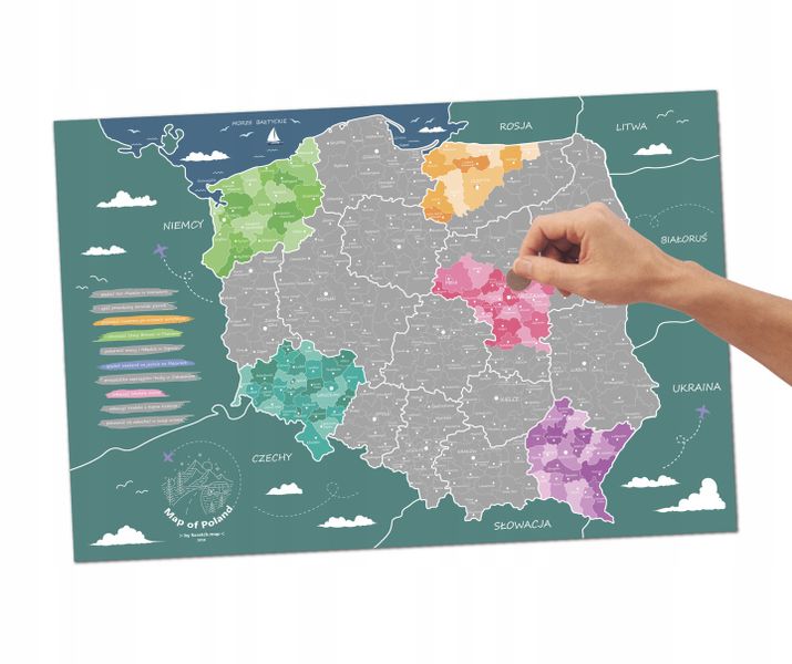 MAPA POLSKI - SREBRNA MAPA ZDRAPKA zdjęcie 3
