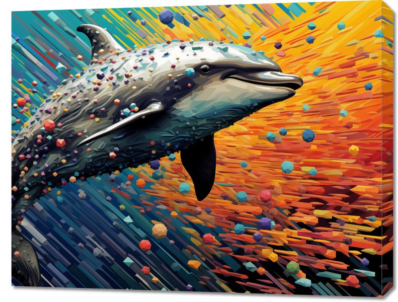 Obraz 90x70cm Delfin w Palecie Barw zdjęcie 1