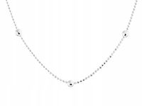 Srebrny Łańcuszek Kulkowy Diamentowany 1mm z Kulkami 3mm Ozdobny Łańcuch 42