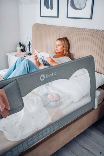 Barierka BRAMKA ZABEZPIECZAJĄCA do łóżka WYSOKA 150x66cm BEŻ Lionelo na Arena.pl