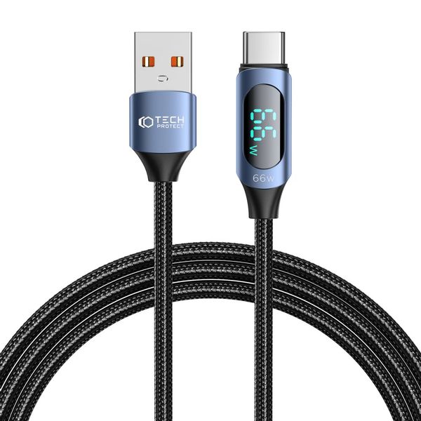 TECH-PROTECT ULTRABOOST LED TYPE-C CABLE 66W/6A 200CM BLUE zdjęcie 1