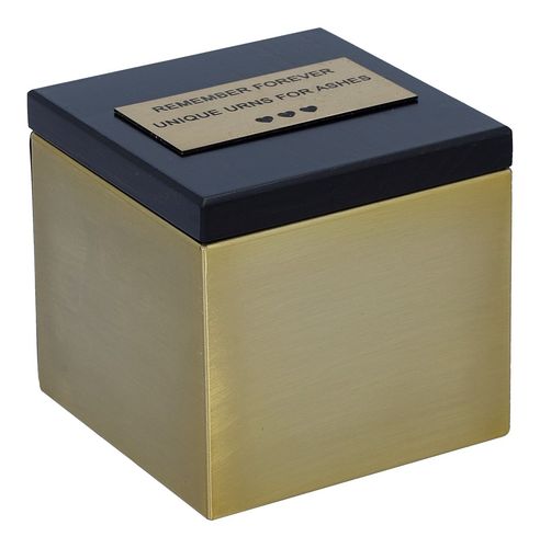 Stalowe złote pudełko na prochy Mini urna Zwykły / tabliczka na Arena.pl