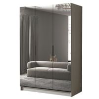 Szafa CALPE III 150 cm z lustrem-pojemna garderoba-KASZMIR+CZARNY