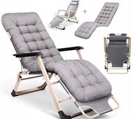 LEŻAK OGRODOWY ROZKŁADANY BALKONOWY FOTEL LEŻANKA PODUCHA MOCNY REGULACJA