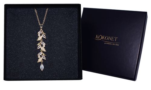 Naszyjnik ślubny Delikatny złoty łańcuszek na ślub z LISTKAMI boho KOKONET 8-0502 na Arena.pl