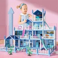 14 pokoi DUŻY DOMEK DLA LALEK WILLA MEBLE LALKI TARAS LED + AKCESORIA