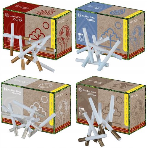 Gilzy papierosowe GOLDEN FILTER 500szt X 4 ŻYWIOŁY zestaw 2000szt na Arena.pl