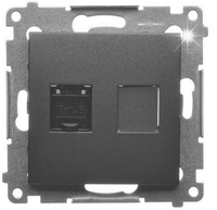GNIAZDO KOMPUTEROWE RJ45 kat.6 POJEDYNCZE SIMON 54 D61.01/49 CZARNY MAT