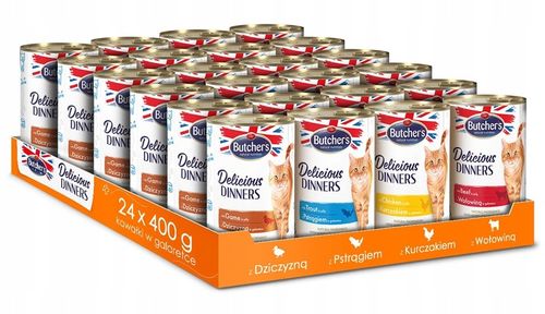 Karma mokra dla kota Butchers 24x400g mix smaków bezzbożowa puszka na Arena.pl