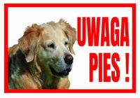 TUP-8 Tabliczka ostrzegawcza UWAGA PIES ! GOLDEN R