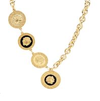 Naszyjnik 2 monety z emalią i 2 bez (C15/MON/61AU)