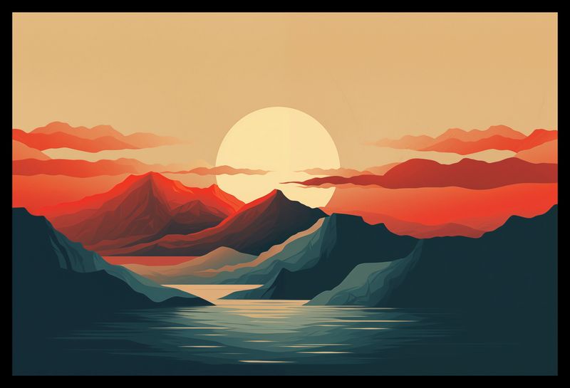 Plakat 45x30cm Zachód Słońca nad Górami zdjęcie 2