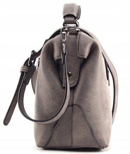 TOREBKA SZARA Damska Kuferek na Ramię do Ręki Pojemna Zamsz na Arena.pl