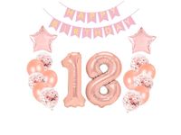 Zestaw balonów, Na 18 (osiemnaste) urodziny różowo złoty 16 szt plus baner