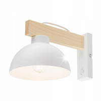 KINKIET ŚCIENNY METALOWY KLOSZ MISA TK LIGHTING OSLO 4962 BIAŁY DREWNO