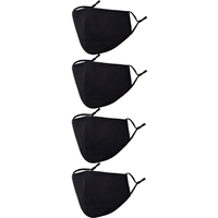 Maseczki Ochronne Trójwarstwowe Wielorazowe Bawełniane Czarne 4 Sztuki