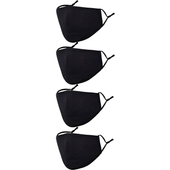 Maseczki Ochronne Trójwarstwowe Wielorazowe Bawełniane Czarne 4 Sztuki