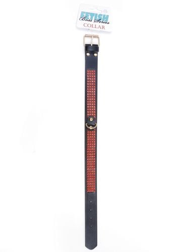 fetish b   series collar with crystals 3 cm red line na Arena.pl