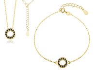 POZŁACANY KOMPLET CELEBRYTKA KÓŁKO RING CYRKONIE