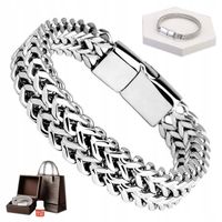 Bransoleta Srebrna Męska GRUBA Podwójna Diamentowana Szeroka BRANSOLETKA