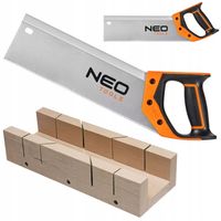 NEO PIŁA GRZBIETNICA 350mm 13TPI + Skrzynka Uciosowa Drewniana do