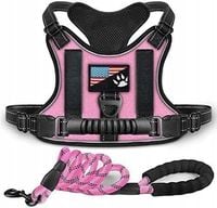 Szelki dla psa M + smycz – oddychające, odblaskowe, różowe