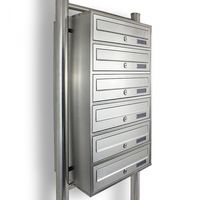 14416 Srebrna skrzynka pocztowa lokatorska 6 wrzutów wolnostojąca