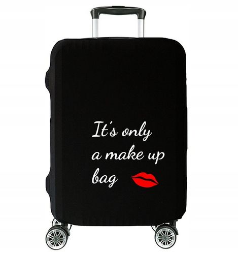 Pokrowiec na Walizkę Ochronny Etui Trzy Rozmiary S M L Czarny z Tekstem na Arena.pl