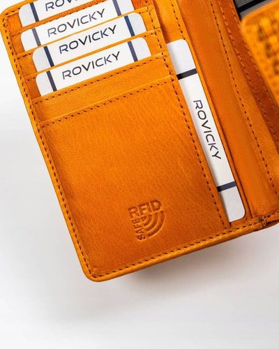 skórzany portfel damski zamykany na zatrzask - rovicky na Arena.pl