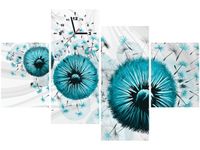 120CM 80CM ZEGAR 4 ELEM TURKUSOWE DMUCHAWCE 4 OBRAZ ŚCIENNY