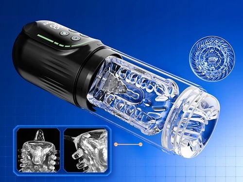 masturbator męski z 3 pompkami i 7 ruchami obrotowymi, wibrujący i ssący na Arena.pl