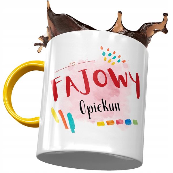 Kubek Żółty Dla Opiekuna Fajowy Opiekun Prezent Z Nadrukiem Ze Zdjęciem zdjęcie 1