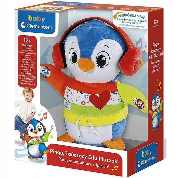 CLEMENTONI TAŃCZĄCY PINGWINEK INTERAKTYWNA MASKOTKA PLUSZAK DŹWIĘK ŚWIATŁO zdjęcie 7